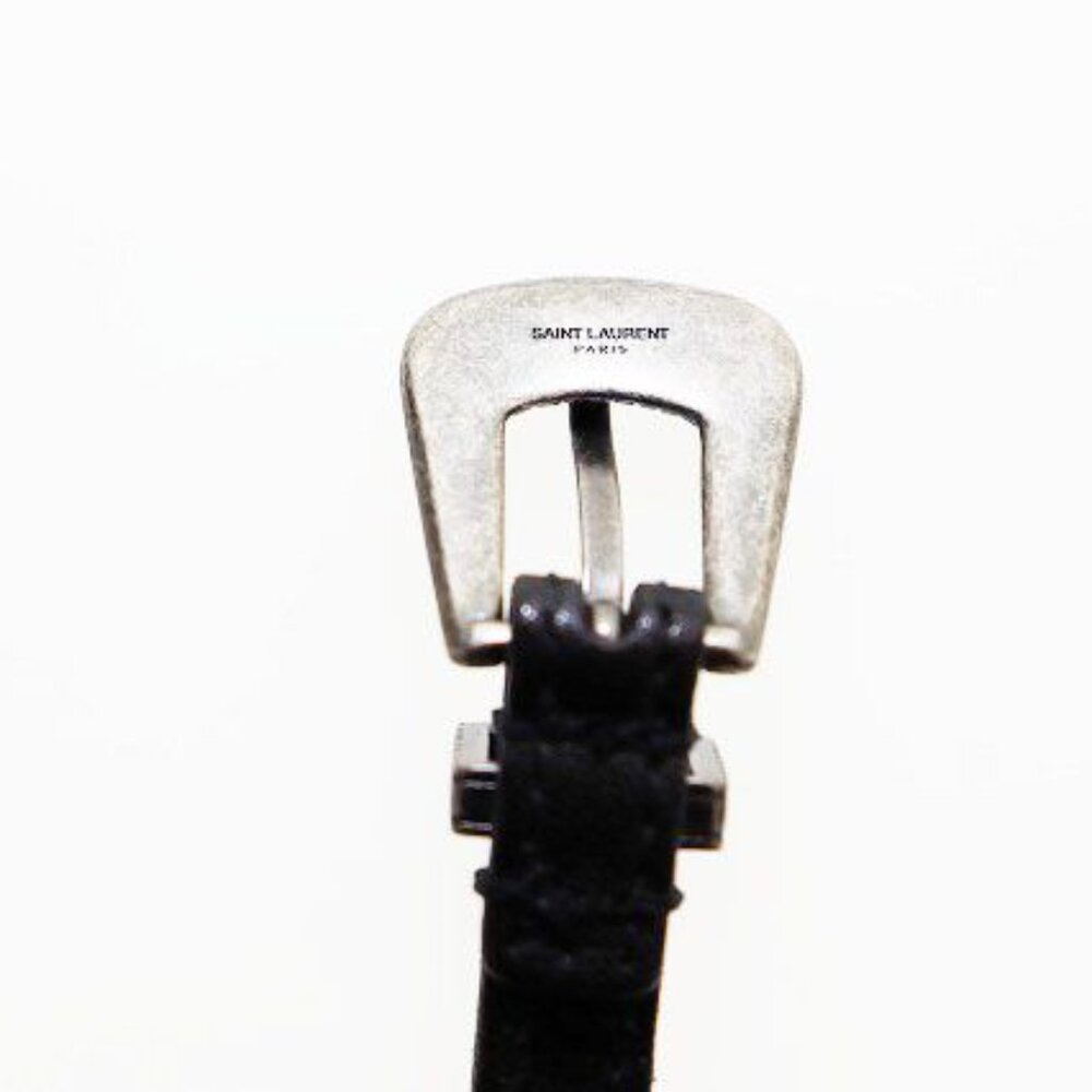 Saint Laurent Paris Narrow Belt Leather Western Black Aa - Picture 4 of 4